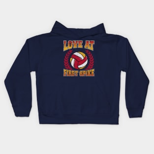 Volleyball Love At First Spike Player Coach Team Tournament Kids Hoodie